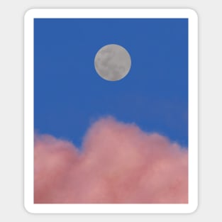 Dreamy moon pink cloud and blue sky Sticker